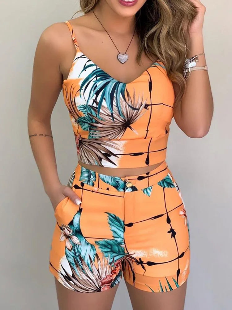 Marisol Tropical Floral Vest & Shorts Set