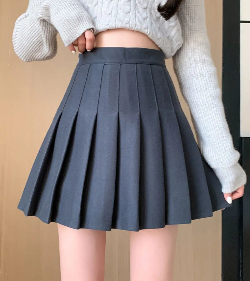 Wool-Blend Pleated Midi Skirt