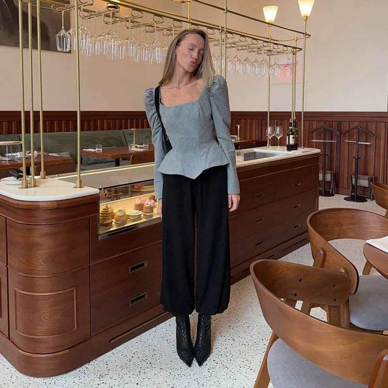 Wool-Blend Knit Top & Pants Set