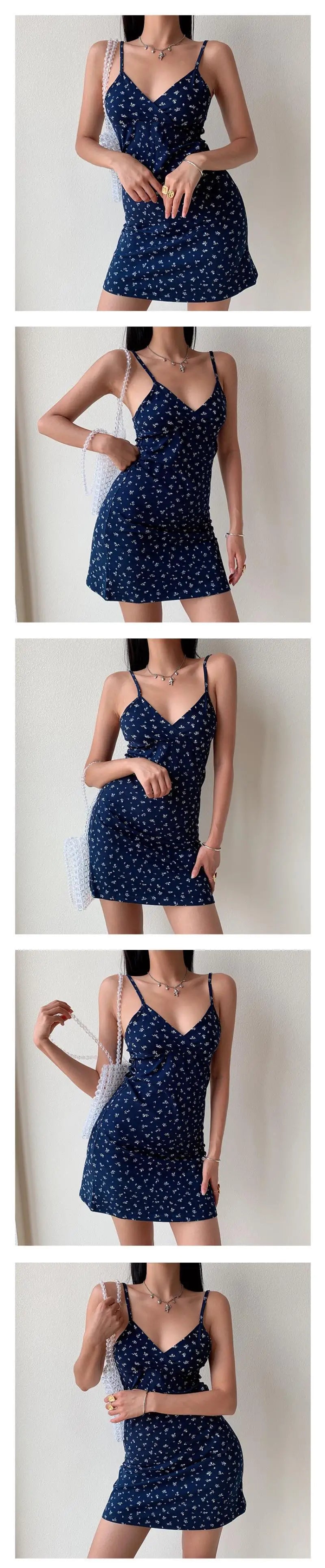 Floral V-Neck Bodycon Mini Dress