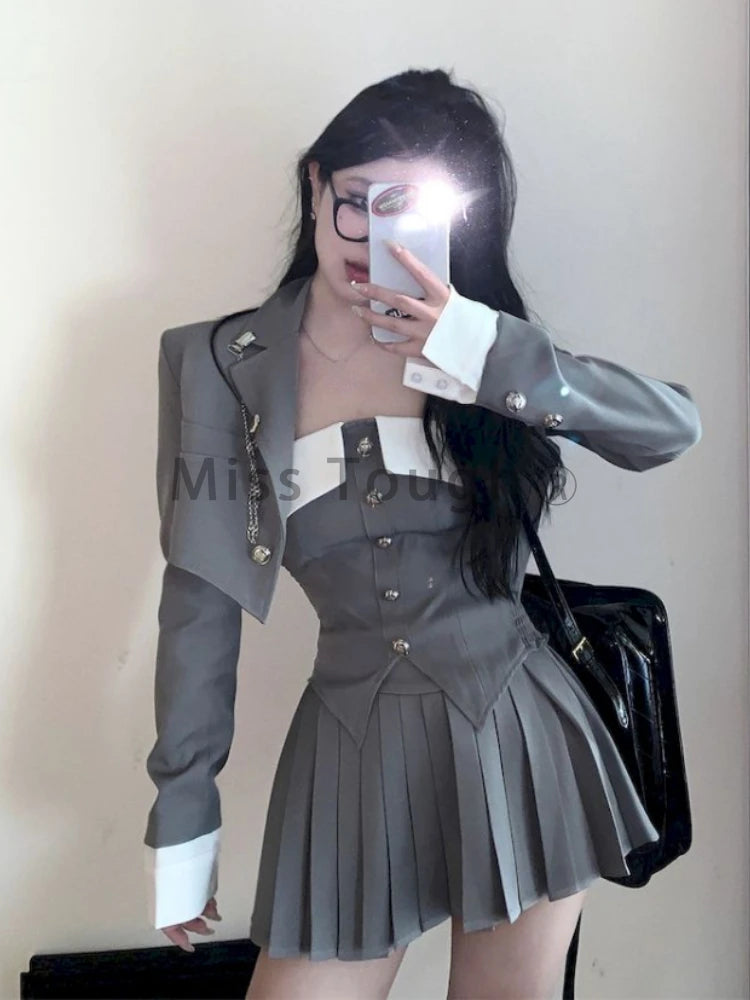 Ivy Three-Piece Pleated Skirt Set