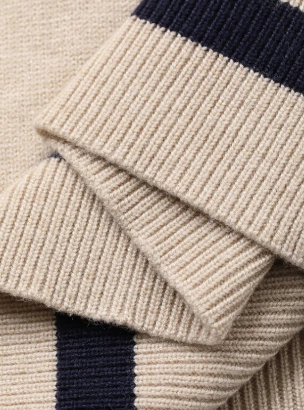 Korean Style Color Block Polo Neck Knitwear Women's Slim Fit Long Sleeve Base Shirt Autumn Winter Fashion Casual Top