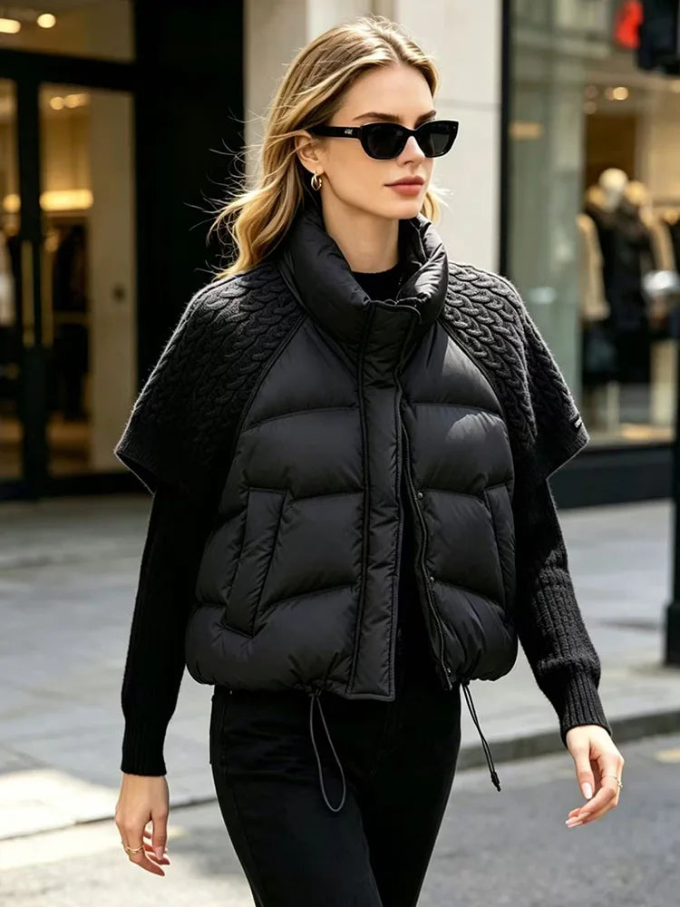 Turtleneck Duck Down Knit Puffer Vest