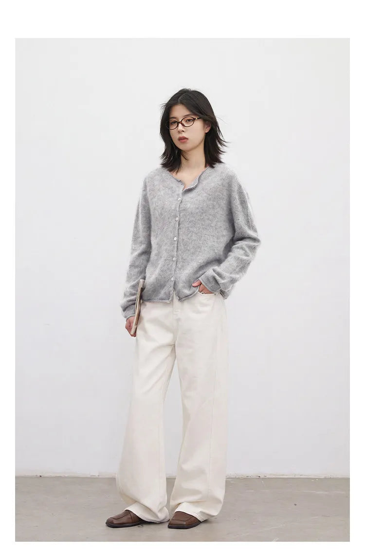 Relaxed Button-Front Knit Cardigan