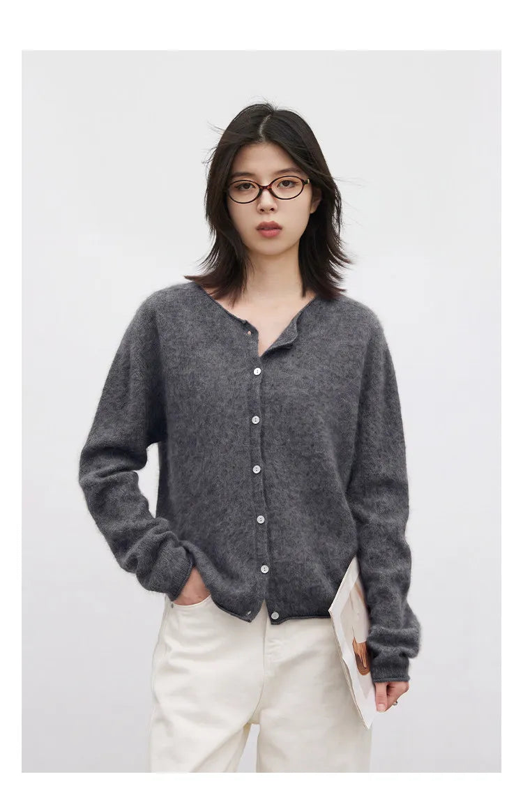 Relaxed Button-Front Knit Cardigan
