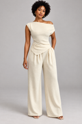 Asymmetric Top & Wide-Leg Pants Set – Blushenne hero image