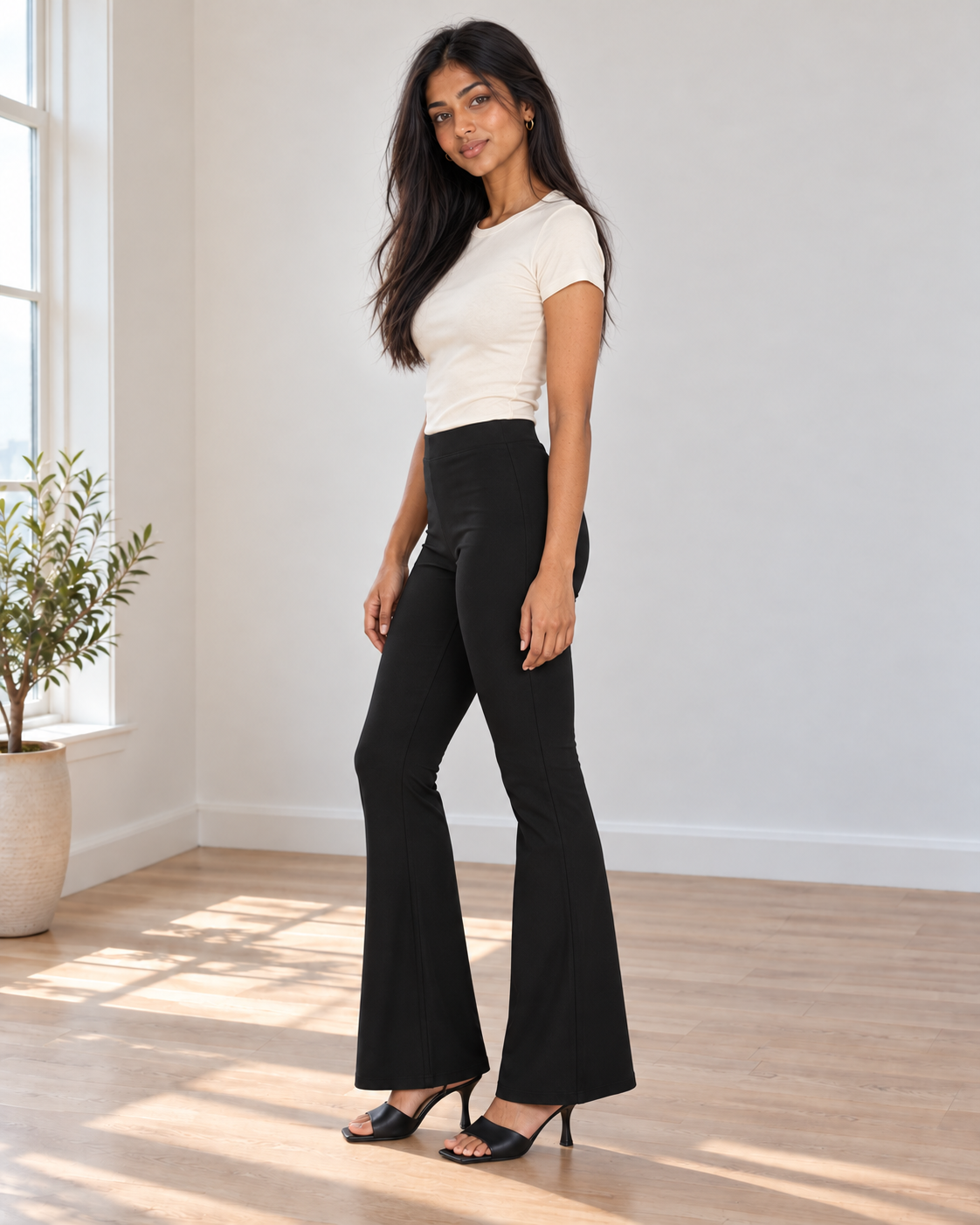 Blushenne Sculpt High-Rise Flare Pants — Black, pose 3