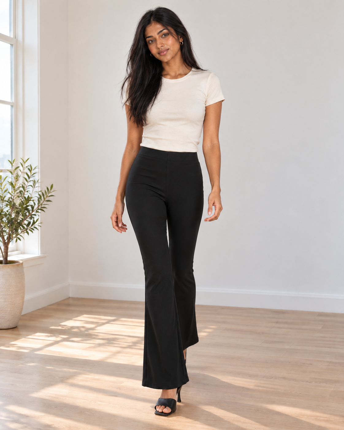 Blushenne Sculpt High-Rise Flare Pants — Black, pose 4