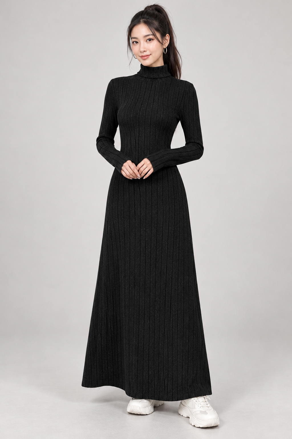 Brushed Ribbed High-Neck Maxi Dress – Blushenne hero image