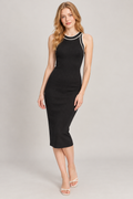 Contrast-Trim Ribbed Sleeveless Dress – Blushenne hero image