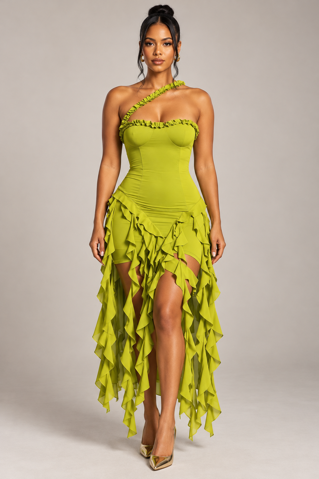 Sleeveless Halter Ruffle Mini Dress editorial product hero