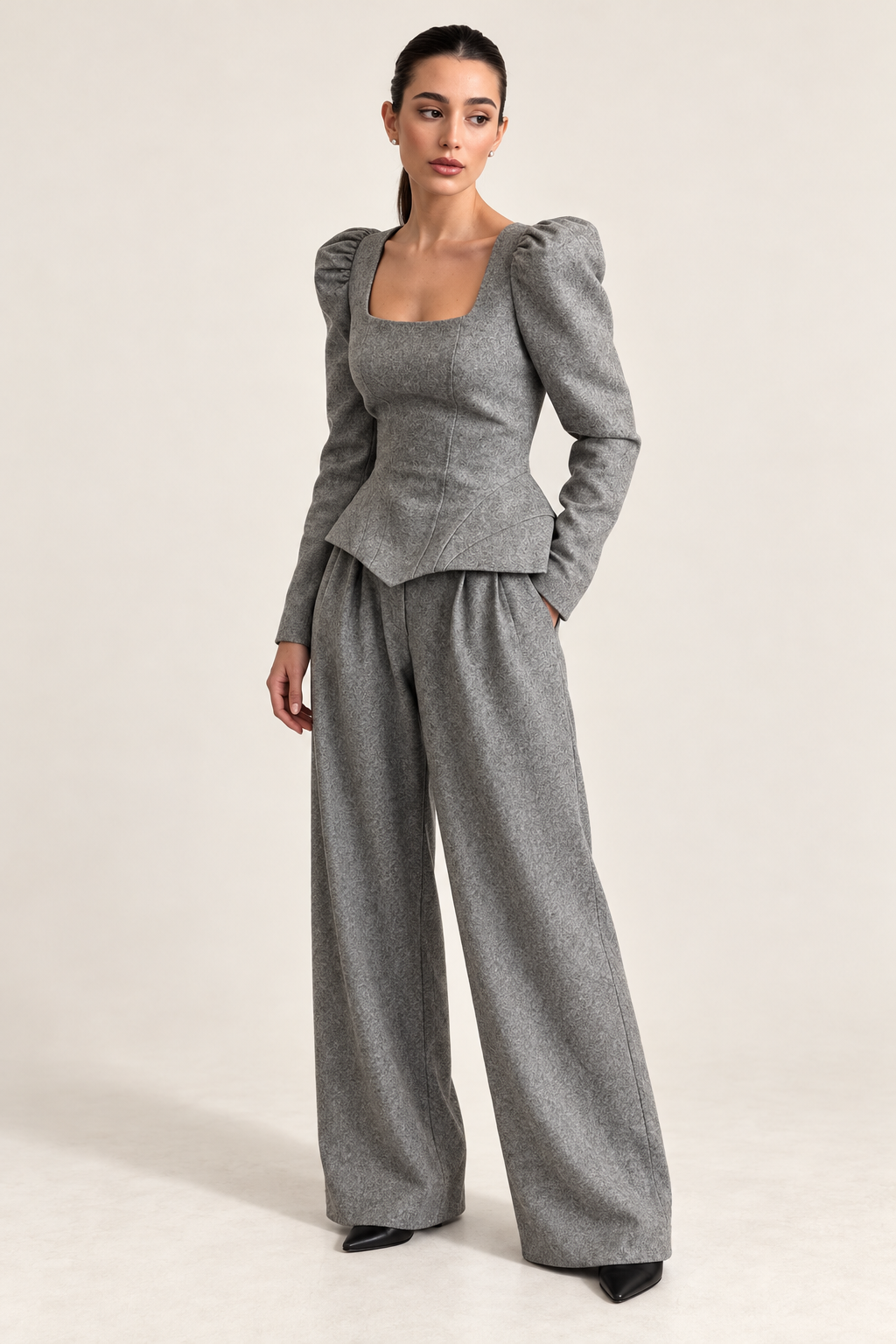 Wool-Blend Knit Top & Pants Set editorial product hero